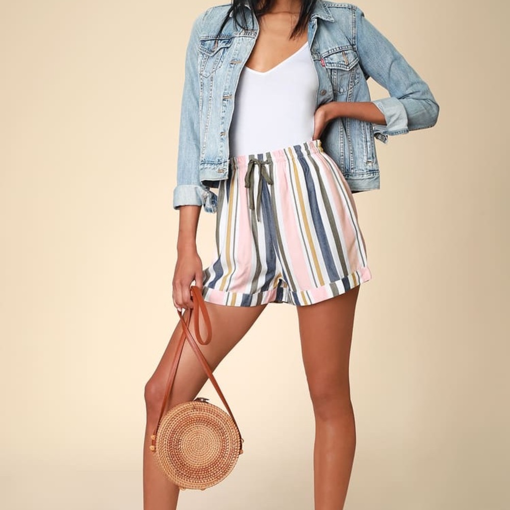 Lulu’s RVCA Striped High Waisted Shorts